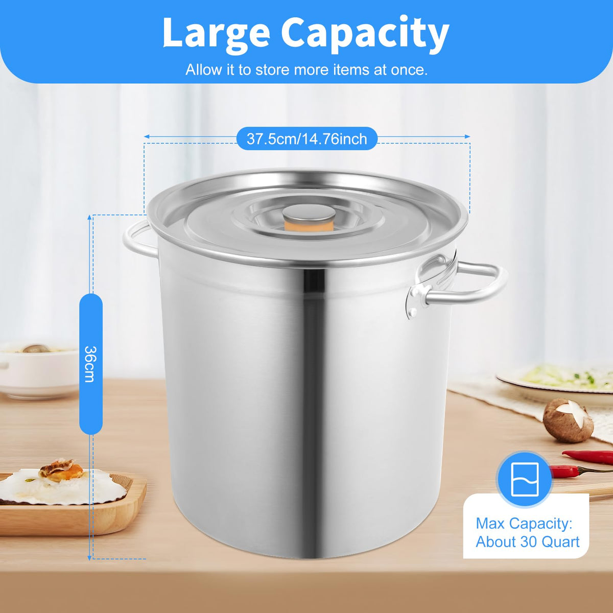 35L Stainless Steel Stockpot with Lid Q54500