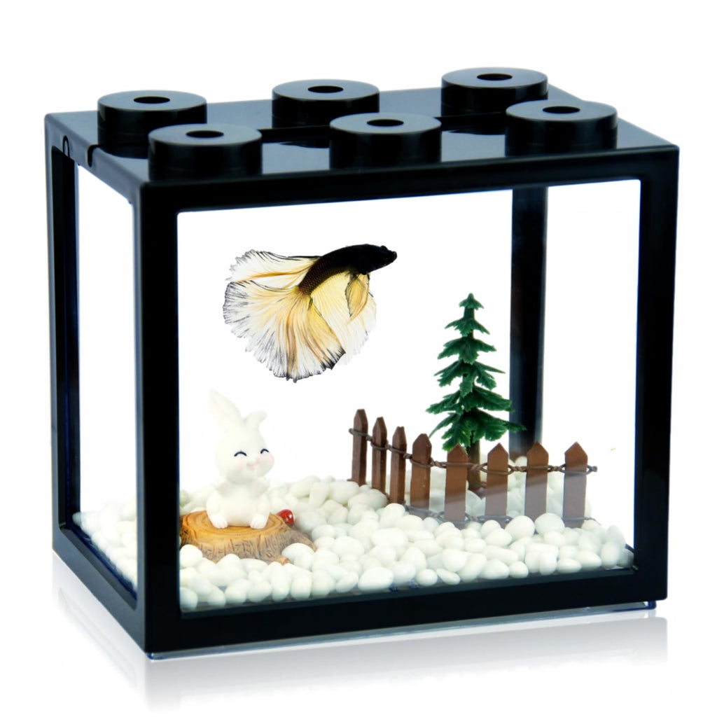 0.6 Gallon Acrylic Stackable Mini Aquarium Tank with Gravel B308