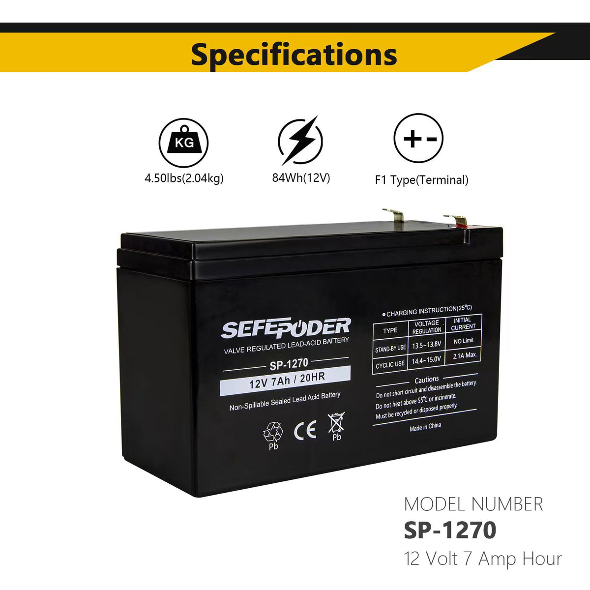 12 Volt 7ah Rechargeable Sealed Lead Acid Battery 2 Pack M78860