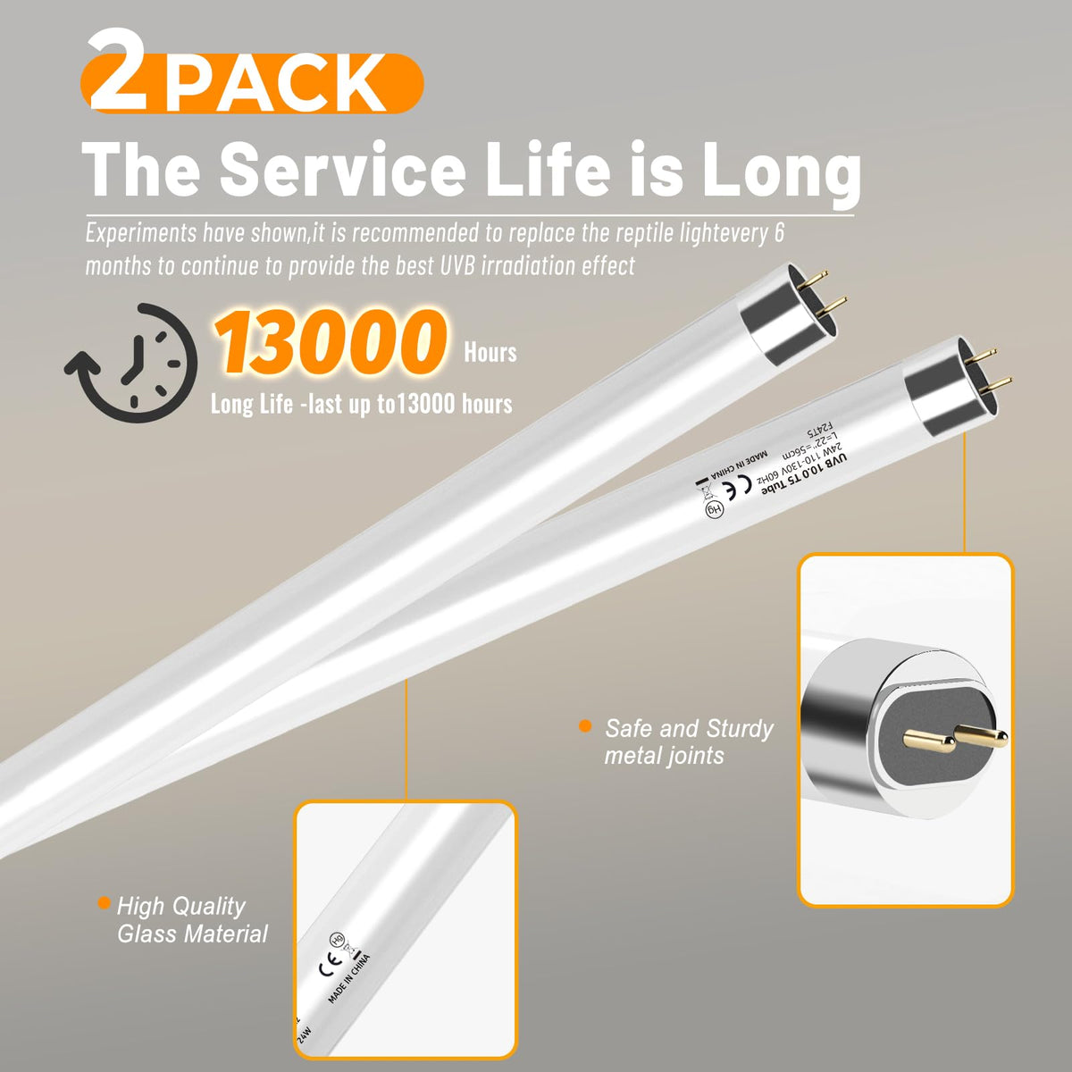 24W T5 UVB Reptile Light Fixture 22" with 2 Pack 24W UVB Bulbs J609258