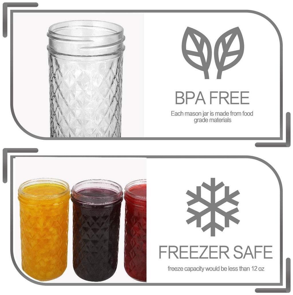 15 Pack 12 oz Mason Jars with Lids V4655