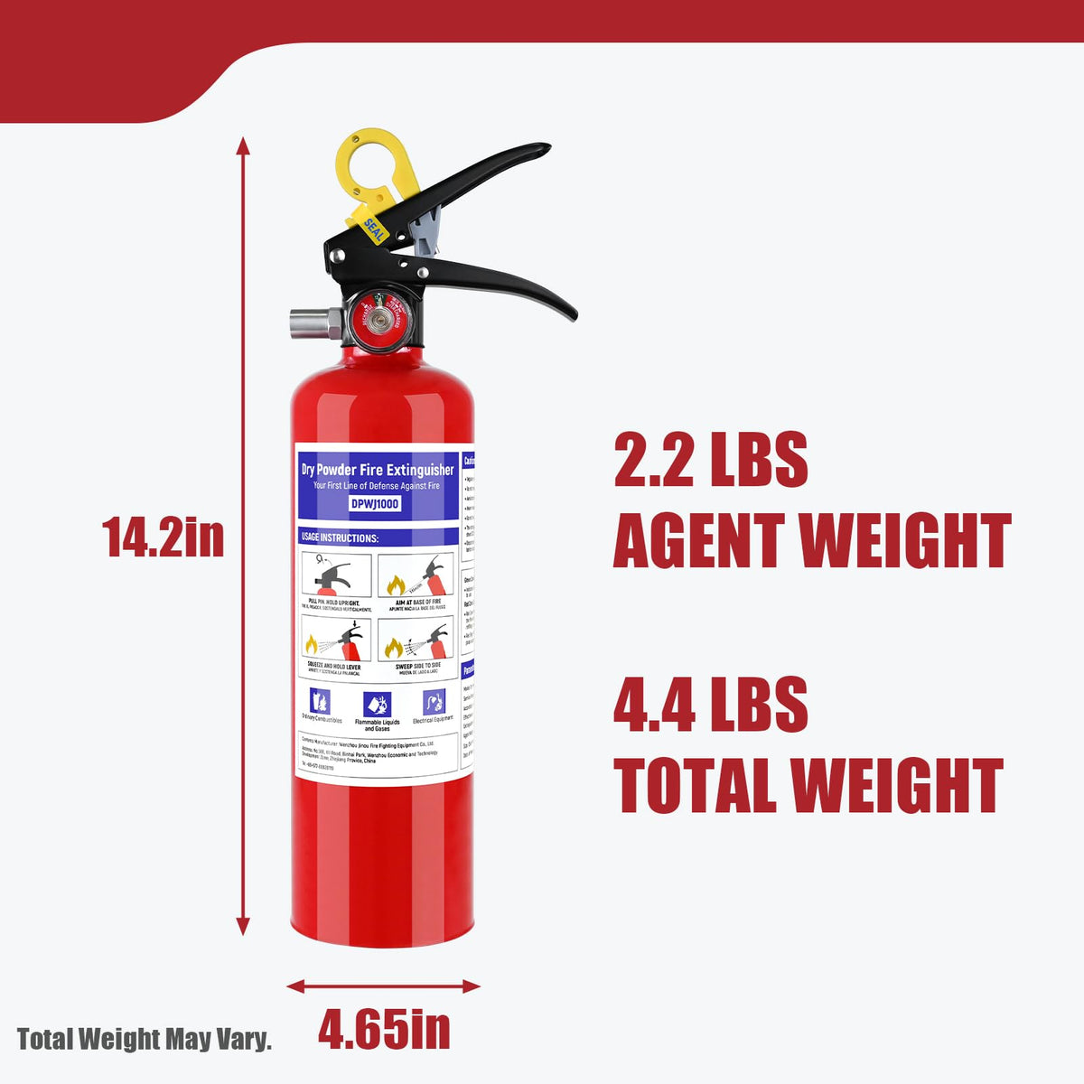 1 Pack 2.5 lb ABC Dry Chemical Fire Extinguisher with Bracket B551