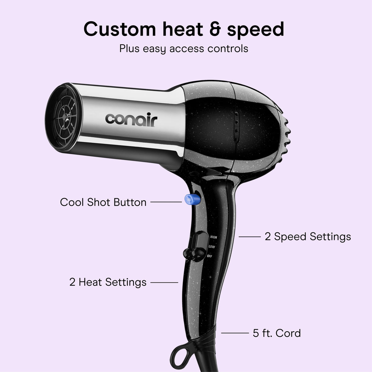 1875W Full Size Ionic Hair Dryer with Concentrator Attachment Z91691