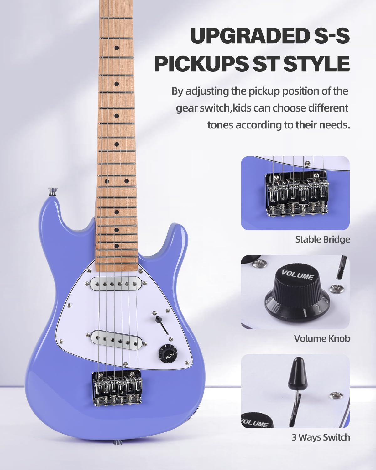 30 Inch 1/4 Size Purple Electric Guitar Kit with Amp R17802