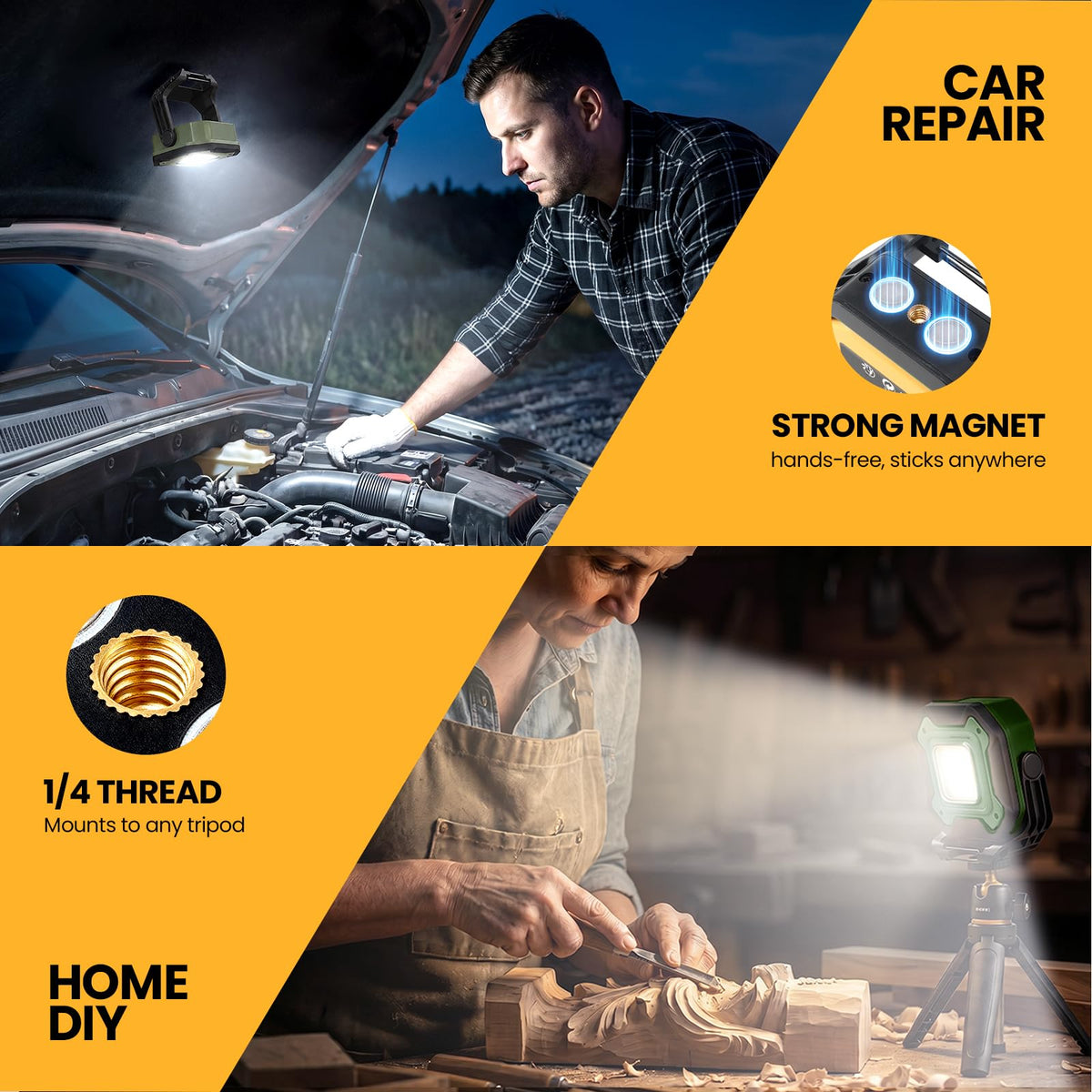 2-Pack 6000mAh Magnetic LED Work Light X9475