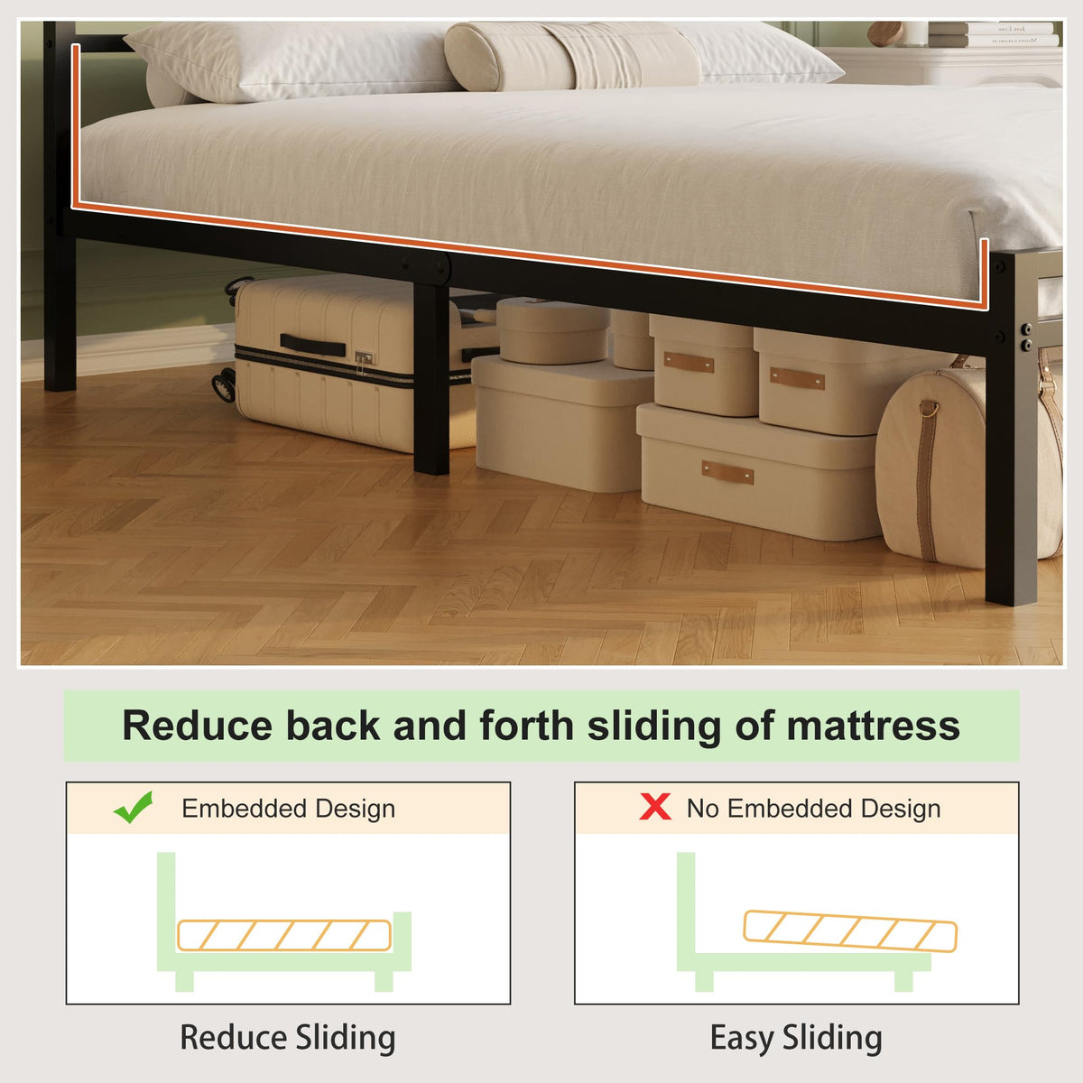 12 Inch Full Size Bed Frame with Headboard and Footboard L96985