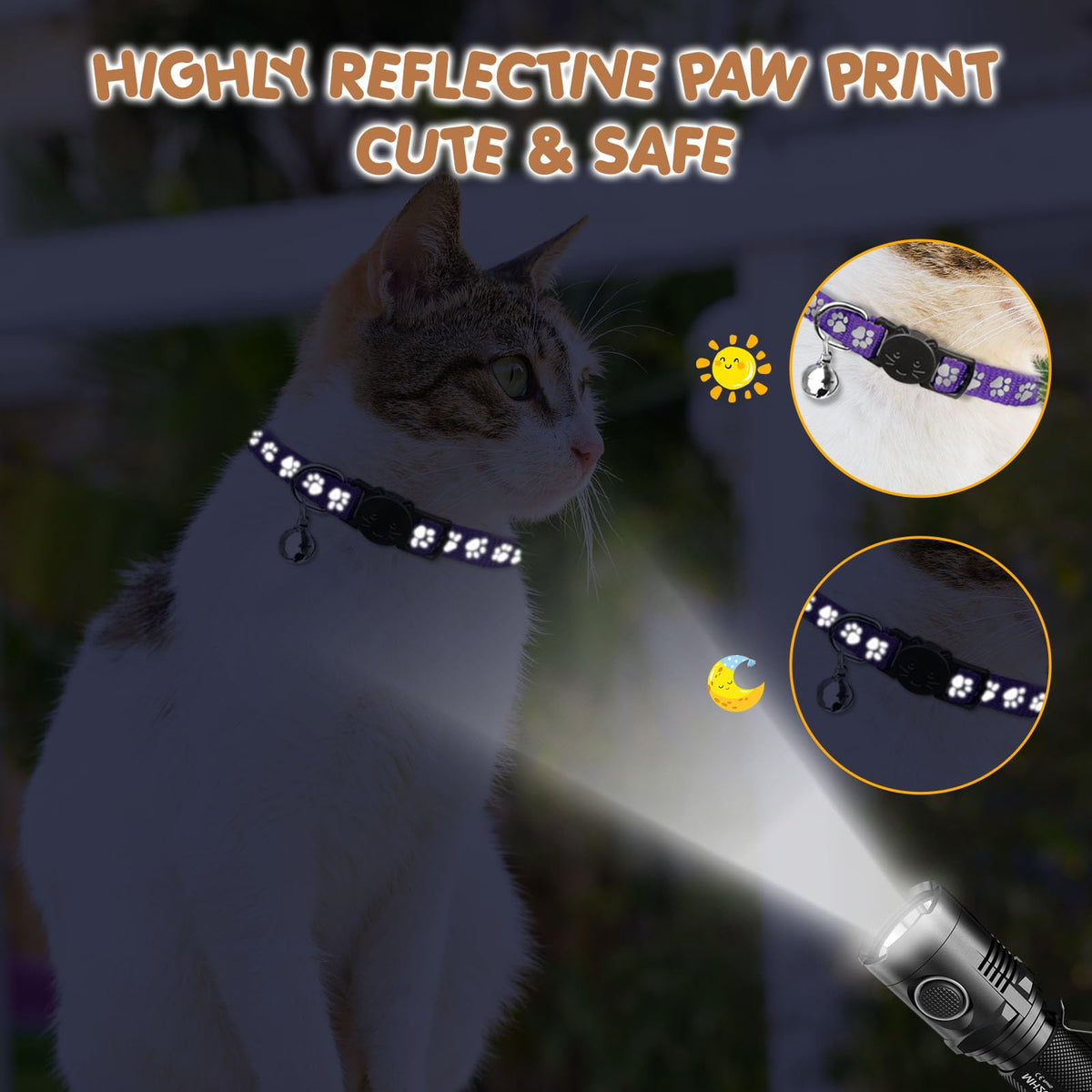 16 PCS Breakaway Reflective Nylon Cat Collars with Bells L30214