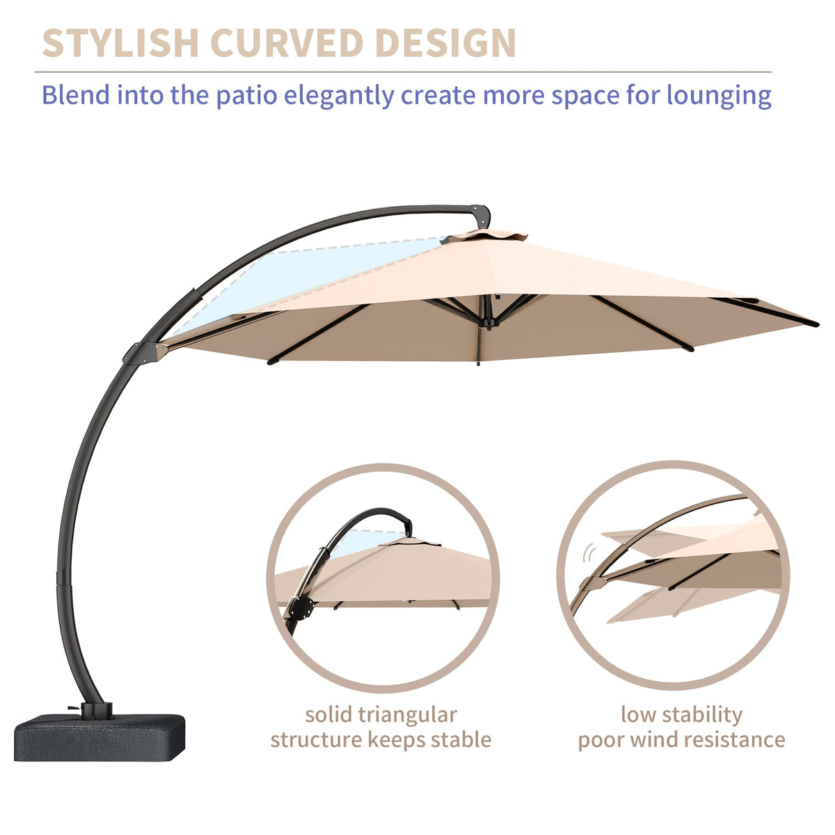 11ft Offset Cantilever Patio Umbrella with Base S1055