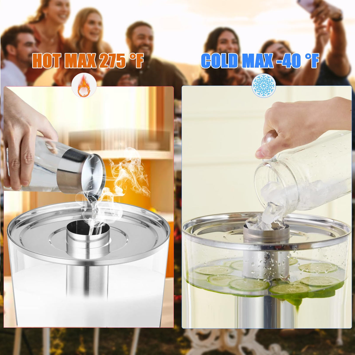 2 Gallons Stainless Steel Beverage Dispenser with Stand and Spigot F460014