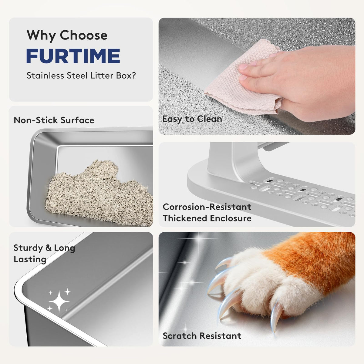 2 Pack Stainless Steel Cat Litter Box with Lid D9257