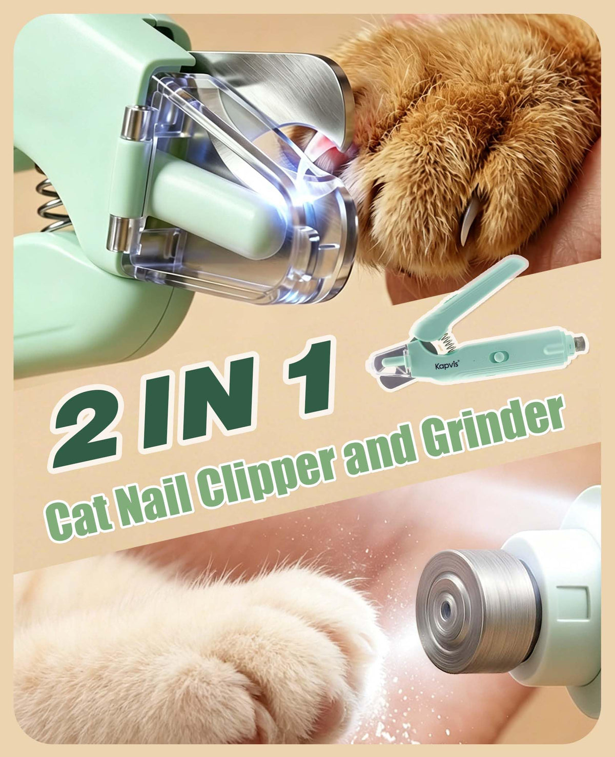 2-in-1 Cat Nail Clipper with Light K882
