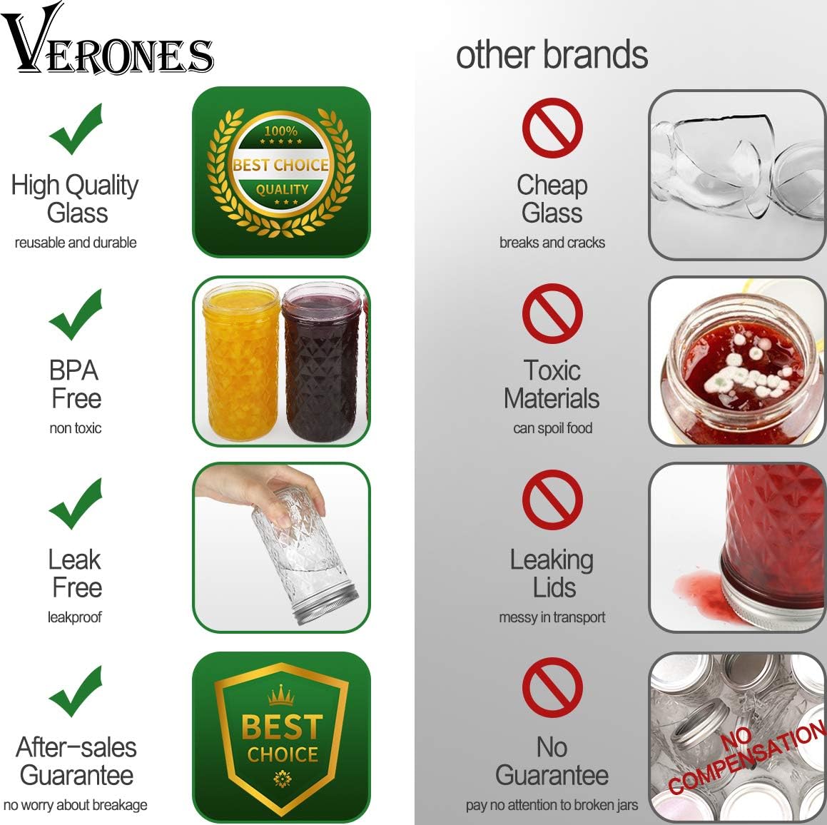 15 Pack 12 oz Mason Jars with Lids V4655