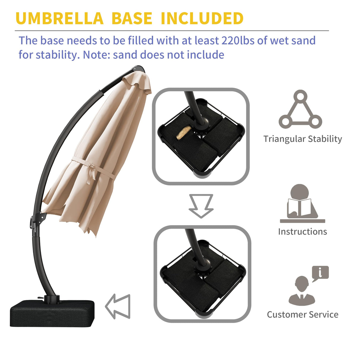 11ft Offset Cantilever Patio Umbrella with Base S1055