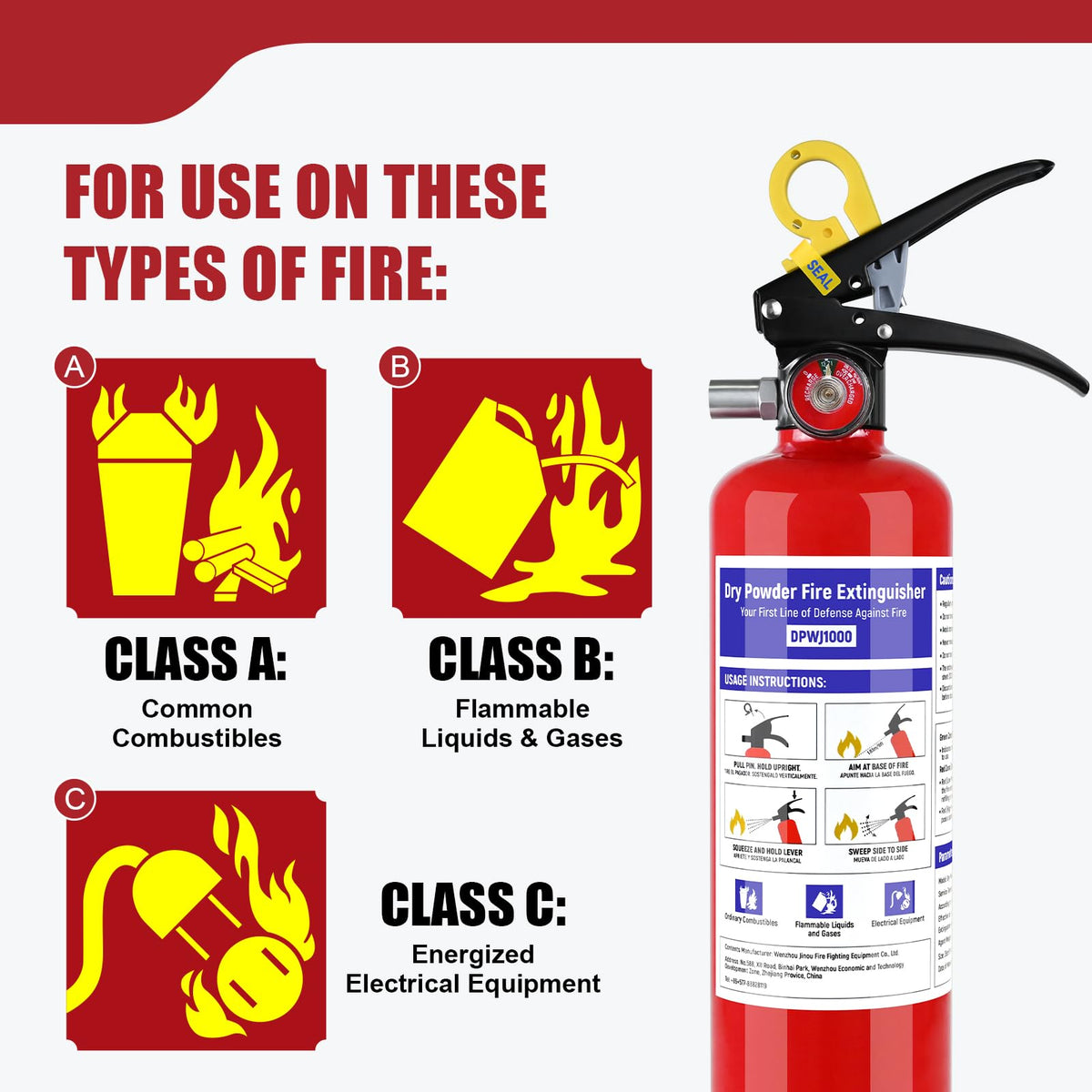 1 Pack 2.5 lb ABC Dry Chemical Fire Extinguisher with Bracket B551