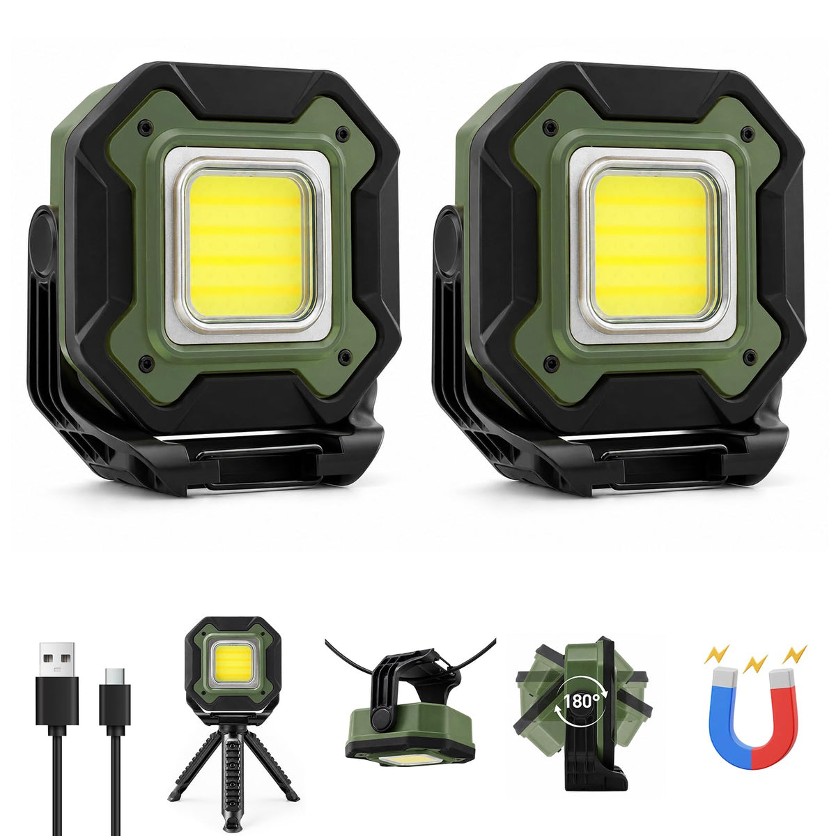 2-Pack 6000mAh Magnetic LED Work Light X9475