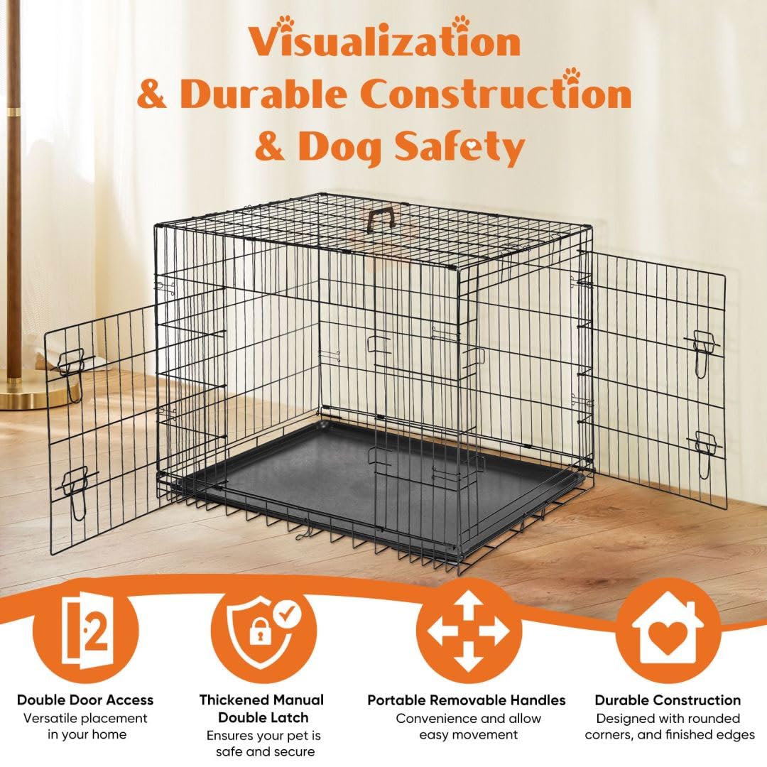 36 Inch Metal Dog Crate Kennel with Divider Panel I799