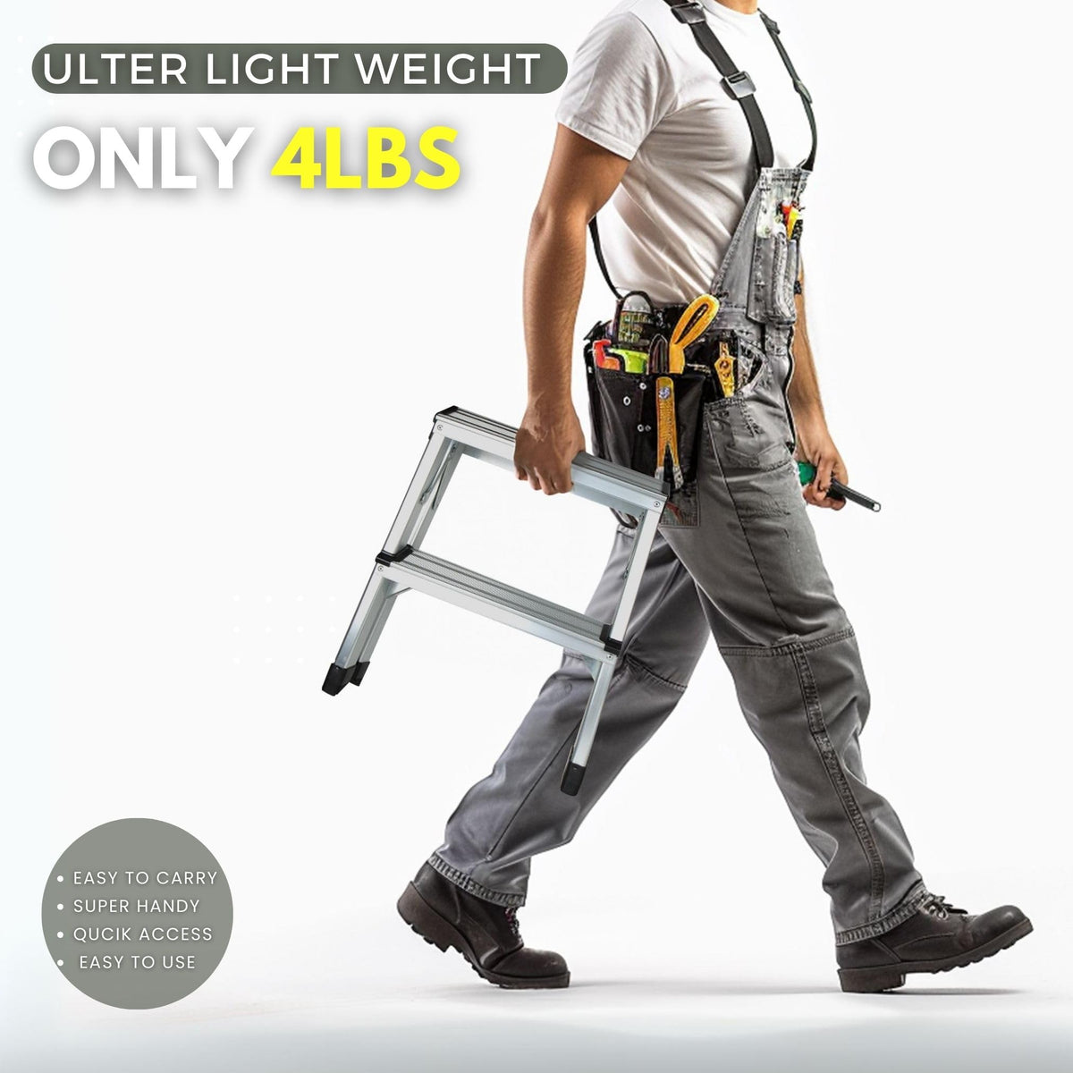 2 Step Aluminum Folding Ladder 330lbs A4273