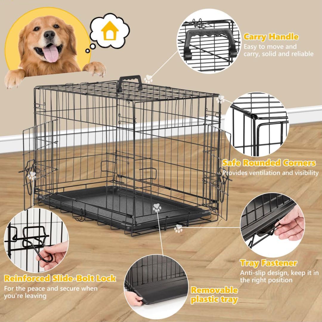 36 Inch Metal Dog Crate Kennel with Divider Panel I799