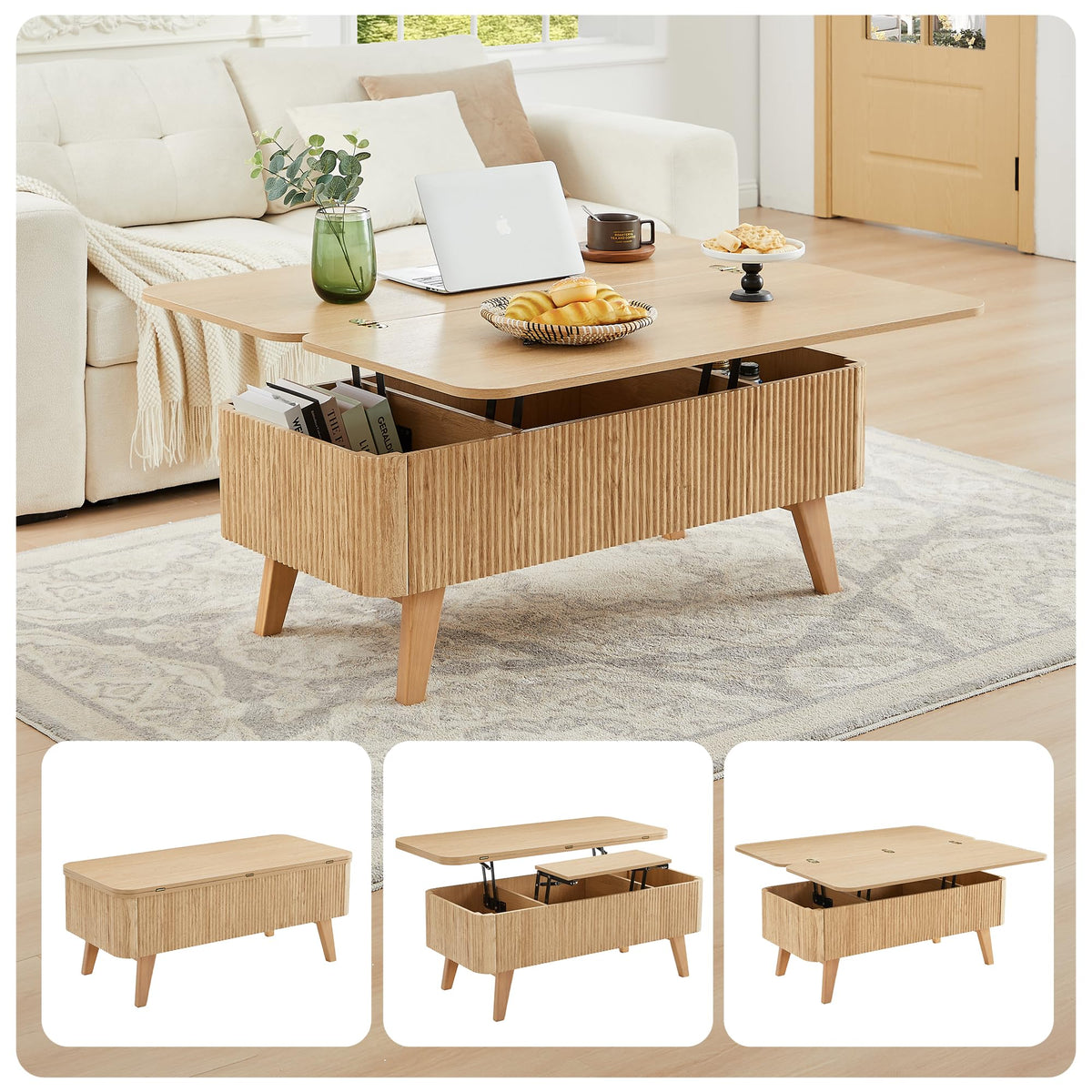 3 in 1 Lift Top Convertible Coffee Table with Storage B528