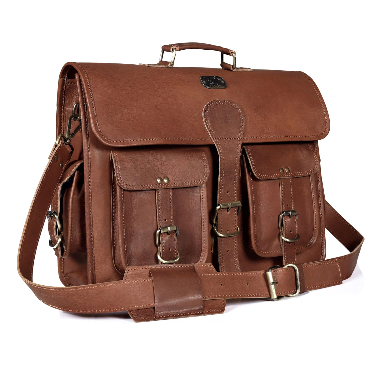 18 Inch Full Grain Buffalo Leather Laptop Briefcase C3622