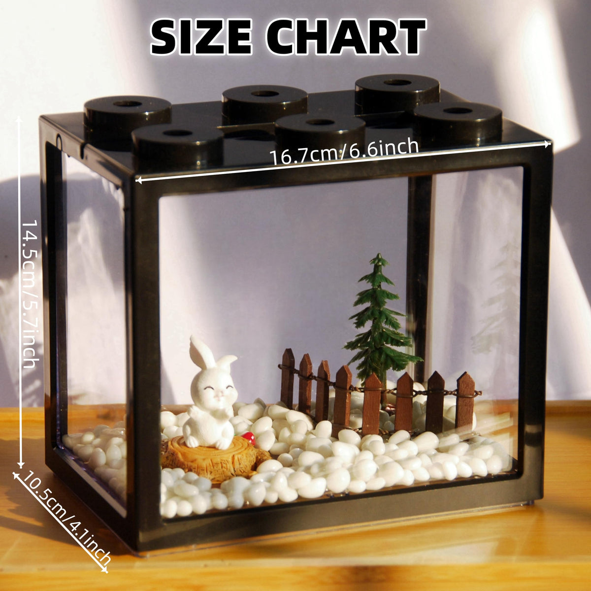 0.6 Gallon Acrylic Stackable Mini Aquarium Tank with Gravel B308