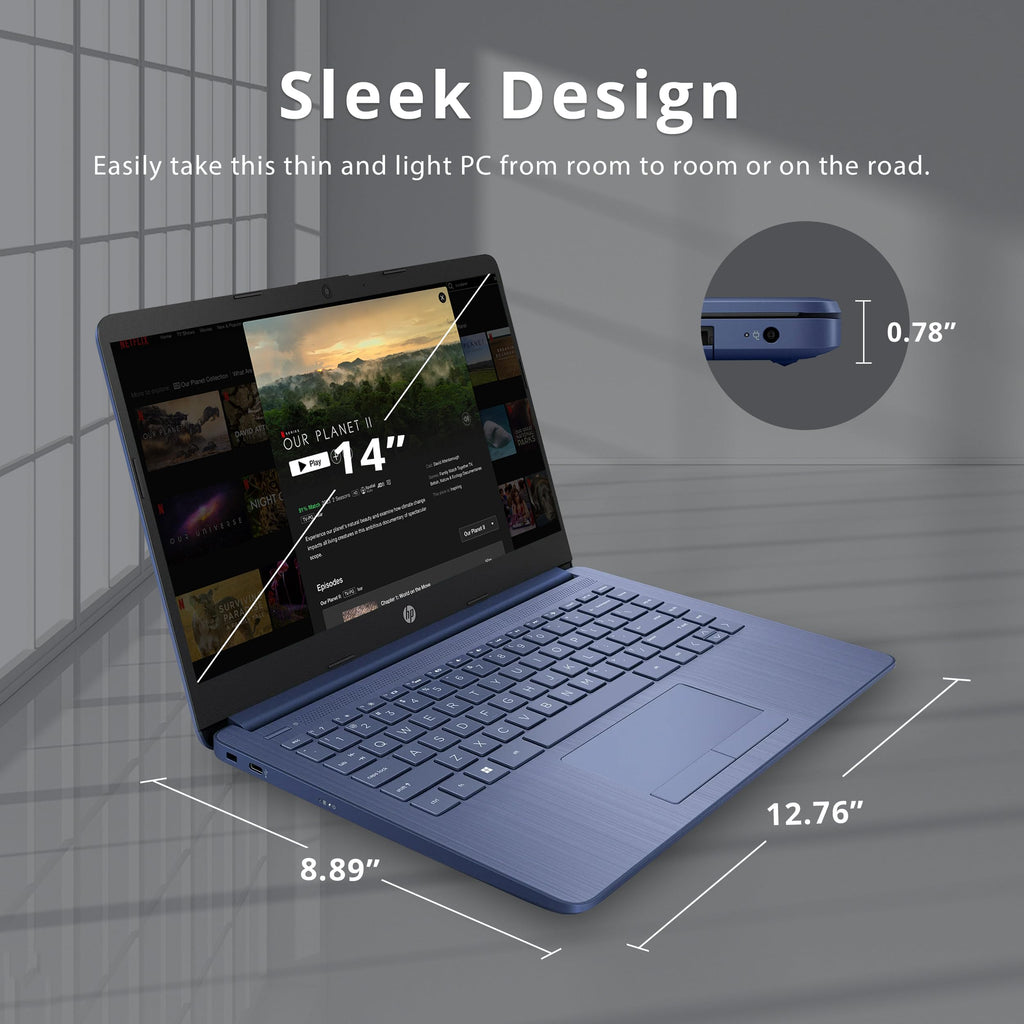 14" HD Laptop, Intel Celeron, 4GB RAM, 64GB SSD, Dale Blue Y854