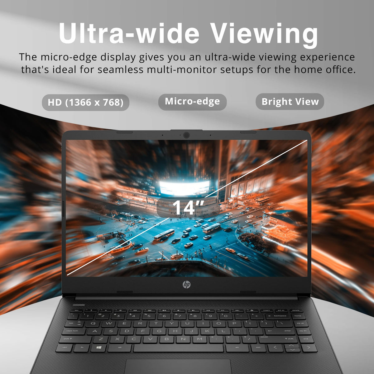 14-inch Laptop, Intel Celeron N4000, 4 GB RAM, 64 GB eMMC, Jet Black E777