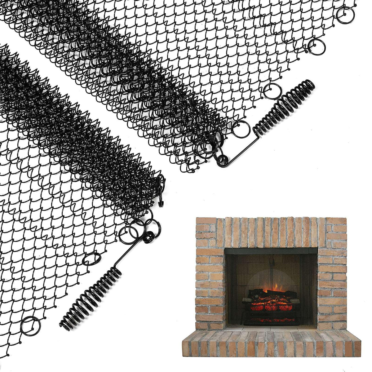 2 Pack Fireplace Screen Mesh Curtain R961841